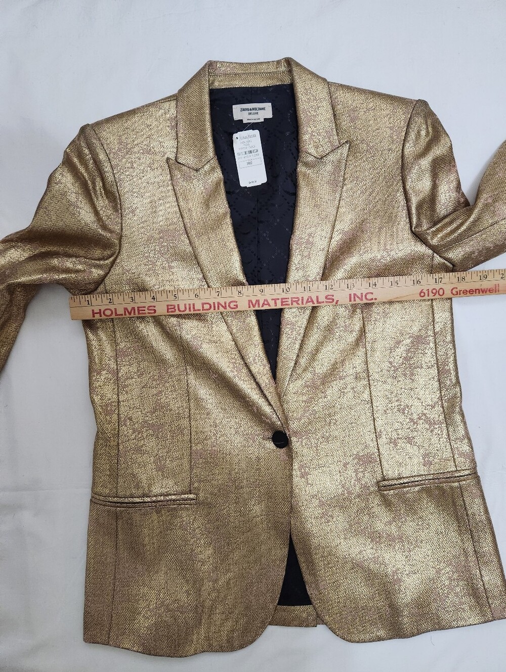 Zadig and Voltaire Gold Metallic Women's Blazer/Party Jacket - Picture 11 of 13